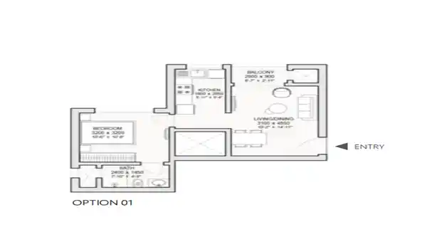 Sobha One World Apartment 1 bhk floor plan by Sobha Limited located at Sarakariguttahalli, Hoskote, Bangalore Karnataka
